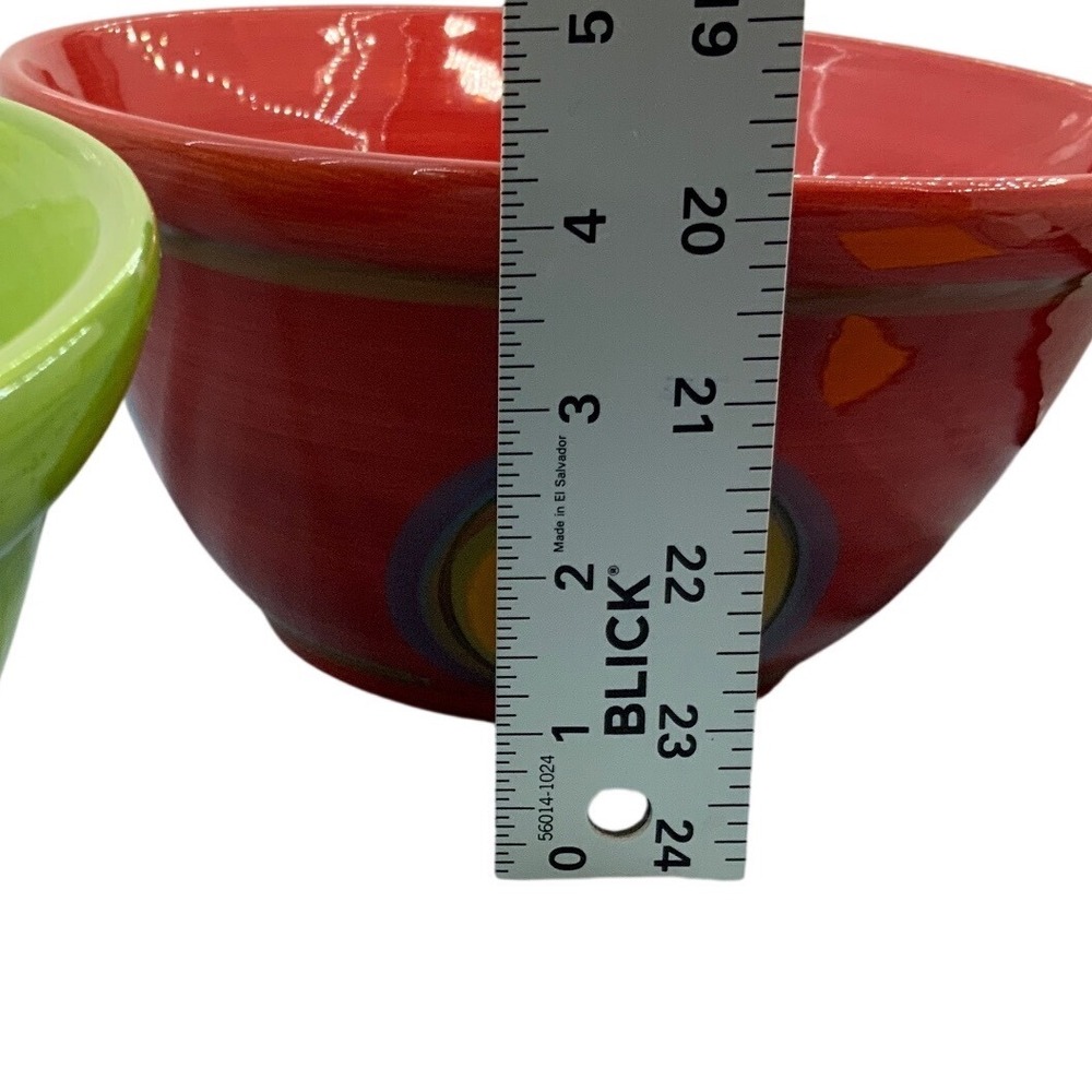 Gail Pittman Hand Painted Ceramic Bowls Set of 3 Red Yellow Green Made in USA 01 - Picture 9 of 11